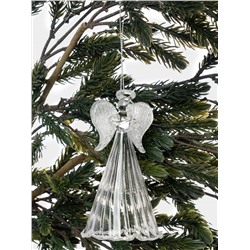 Игрушка елочная, 11 см, стекло, серебристая, Ангел, Event
