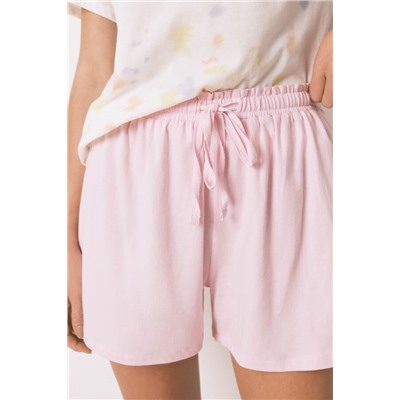 Pijama corto algodón blanco y rosa Snoopy