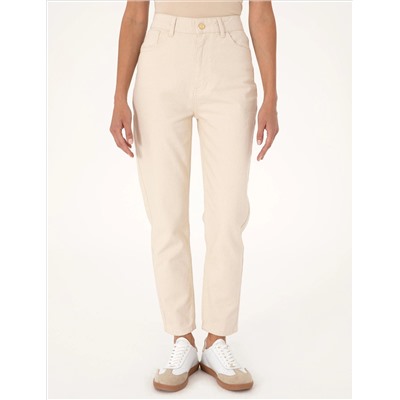 Bej Mom High Waist Fit Jean Pantolon