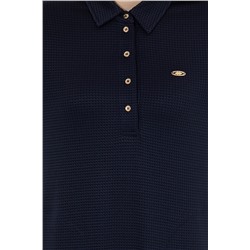 Kadın Lacivert Polo Yaka Örme Elbise