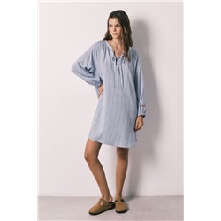 Camisola corta viscosa estampado rayas azul