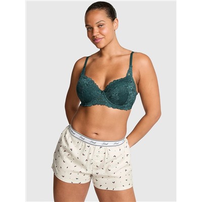 PINK Flannel Boxy Ruﬄed Pajama Shorts