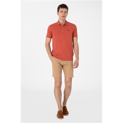Erkek Regular Fit Polo Yaka Pudra Basic Tişört
