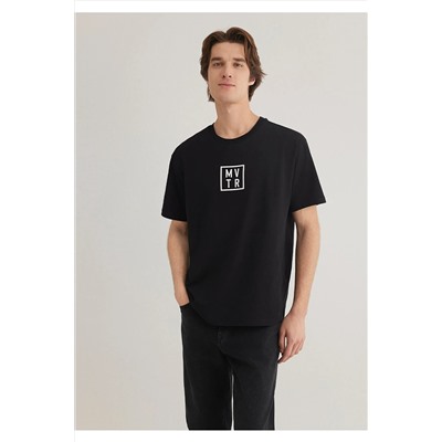 Mavi MVTR Baskılı Siyah Tişört Loose Fit / Bol Rahat Kesim 0612004-900