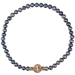 Колье (жемчуг бензиновый 8-9мм, фианит; покрытие золото) 40см, Есть комплект