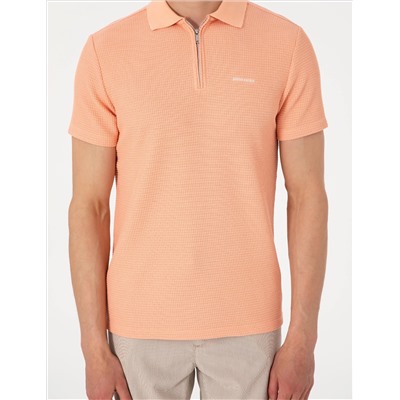 Somon Slim Fit Örme Dokulu Polo Yaka Tişört