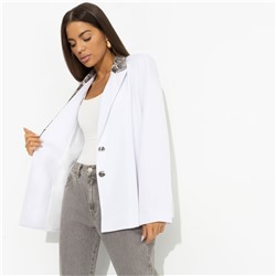 Жакет на подкладе с подплечниками, Притягательный взгляд (white)