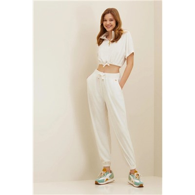 Kadın Ekru Jogger Eşofman Altı