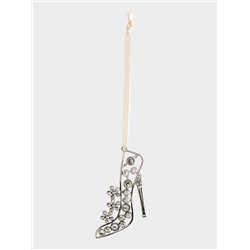 Игрушка елочная, 8 см, металл, серебристая, Туфелька со стразами, Event