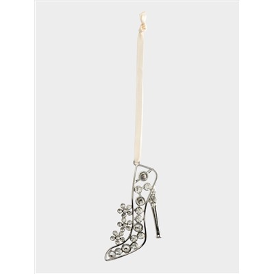 Игрушка елочная, 8 см, металл, серебристая, Туфелька со стразами, Event