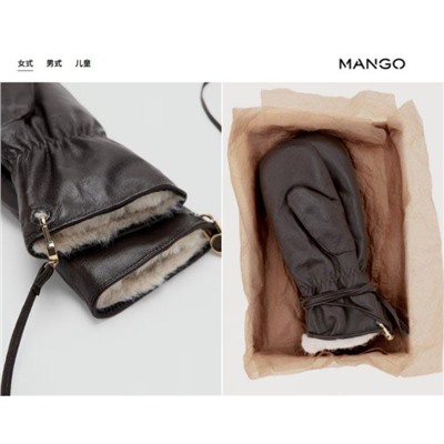 Женские кожаные варежки  Mango*