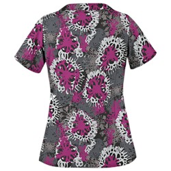 UA Splash of Flowers Black Print Scrub Top