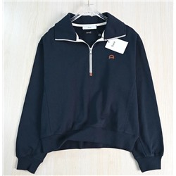 Женский хлопковый свитшот с полумолнией и отворотом