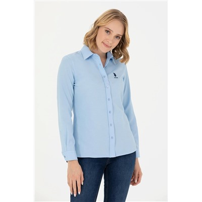 Kadın Mavi Uzun Kollu Basic Gömlek
