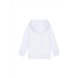 Kız Çocuk Beyaz Kapüşonlu Sweatshirt