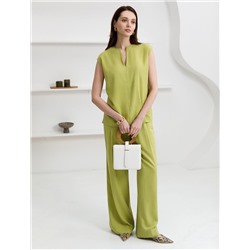 Свободный топ с V-вырезом и цельнокроеным коротким рукавом изо льна с вискозой