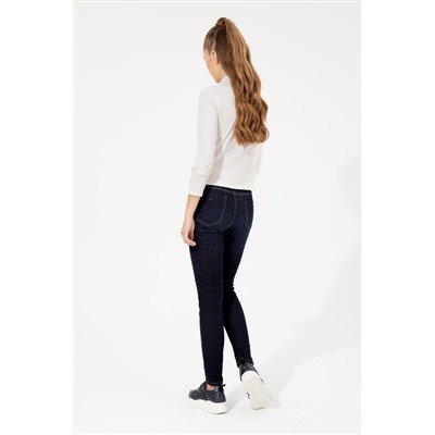Kadın Koyu Mavi Skinny Fit Jean Pantolon