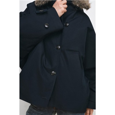 ZW COLLECTION FAUX FUR COLLAR TRENCH COAT