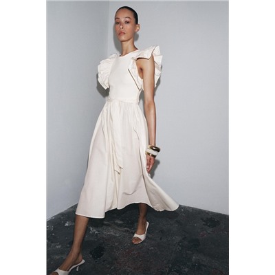 COMBINED RUFFLED DRESS WITH BELT