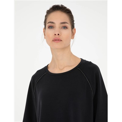 Siyah Comfort Fit Sweatshirt
