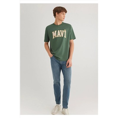 Mavi Logo Baskılı Yeşil Tişört Loose Fit / Bol Rahat Kesim 0611711-81570