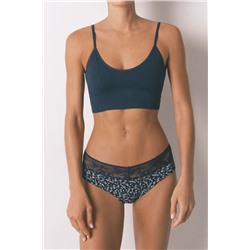 Braga clásica ancha algodón azul estampado flores