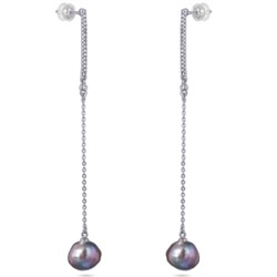 Серьги (жемчуг бензиновый 10мм; покрытие родий), Есть комплект