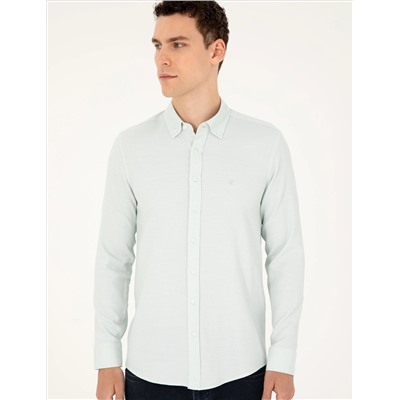 Yeşil Slim Fit Uzun Kollu Gömlek