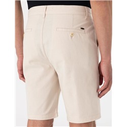 Bej Slim Fit Keten Karışımlı Beli Bağcıklı Dokuma Şort