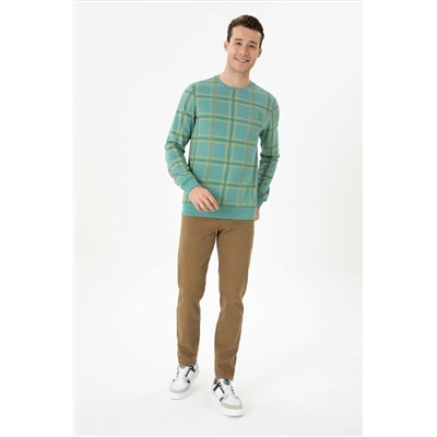 Erkek Mint Bisiklet Yaka Sweatshirt