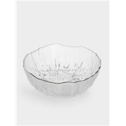 Салатник, 15х6 см, 520 мл, стекло, с серебристым кантом, мятая фактура, Pianо