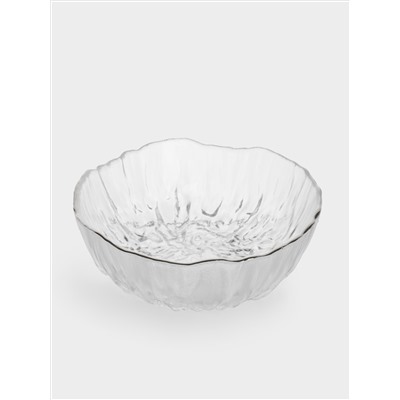 Салатник, 15х6 см, 520 мл, стекло, с серебристым кантом, мятая фактура, Pianо