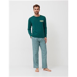 Long Sleeved Pyjamas T-Shirt, Men, Dark Green