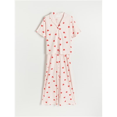 Zweiteiliges Pyjama-Set mit Herzmuster