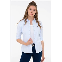 Kadın Açık Mavi Uzun Kollu Basic Gömlek