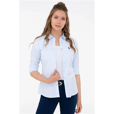 Kadın Açık Mavi Uzun Kollu Basic Gömlek