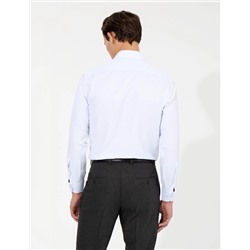 Açık Mavi Slim Fit Armürlü Klasik Gömlek