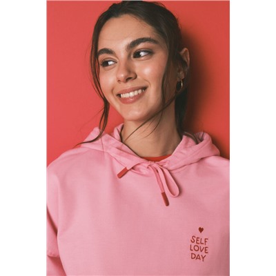 Sudadera capucha felpa algodón rosa