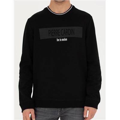 Siyah Regular Fit Bisiklet Yaka Sweatshirt