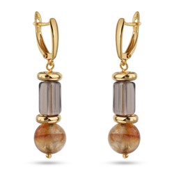 Серьги Терра (раухтопаз, цитрин 10мм; покрытие золото), Есть комплект