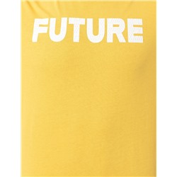 Sarı Slim Fit Baskılı Bisiklet Yaka Tişört