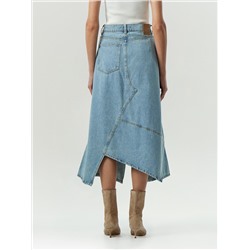 Джинсовая юбка миди косого кроя, S1109/turien