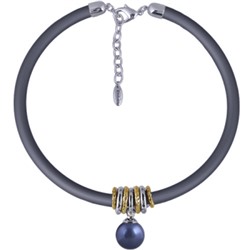 Колье Гевея (Майорка 16мм черничная, каучук графит; покрытие родий) 40-45см, Есть комплект