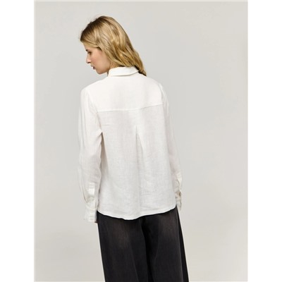 Белая рубашка изо льна на молнии