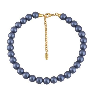 Бусы (Майорка 12мм черничная; покрытие золото) 38-45см, Есть комплект