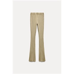 WASHED EFFECT RIBBED BELL BOTTOM TROUSERS