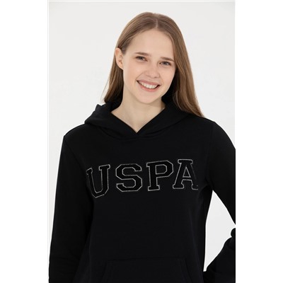 Kadın Siyah Kapüşonlu Basic Sweatshirt