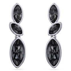 Серьги Эдем (кристаллы SW темно-серые; покрытие родий), Есть комплект