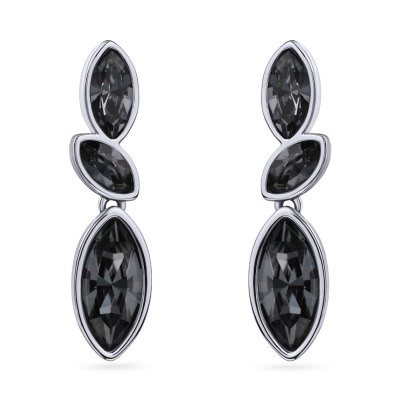 Серьги Эдем (кристаллы SW темно-серые; покрытие родий), Есть комплект