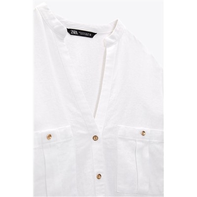 CAMISA MANGA REMANGADA CON LINO